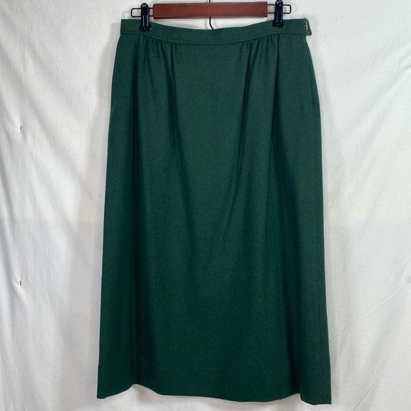JG Hook Wool Blend Forest Green Size 14 Vintage Skirt with Pockets. - Picture 1 of 7